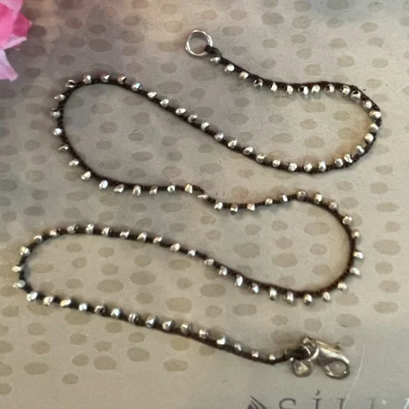Silpada Silk Cord with Sterling Silver Beads Necklace N2107 RARE - Picture 12 of 13